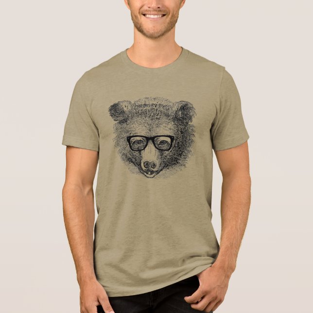 Camiseta Triblenda Oso hipster con gafas (Anverso)
