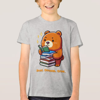 Camiseta Triblenda Oso lindo leyendo con libros Kawaii