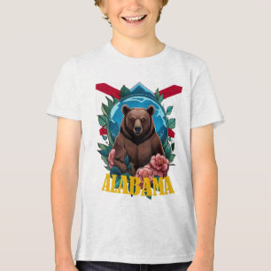 Camiseta Triblenda Oso Negro Rodeado de Camellia Con Alabama