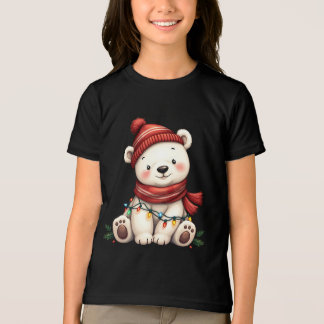 Camiseta Triblenda Oso polar de Navidades aburridos envuelto en luces