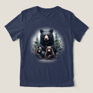 Camiseta Triblenda Osos Negros En Medio Del Entorno Forestal