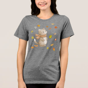 Camiseta Triblenda Otoño deja gato - Ilustracion gitano de otoño acog