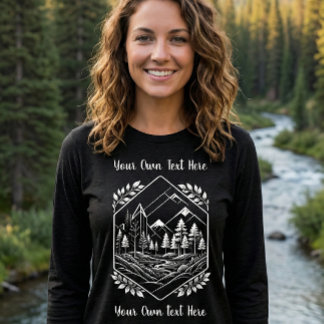Camiseta Triblenda Outdoor Line Art Mountain Adventure Your Text