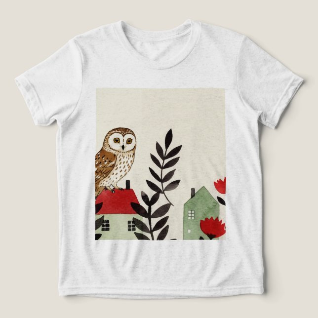 Camiseta Triblenda  Owl and a bird  (Diseño delantero )