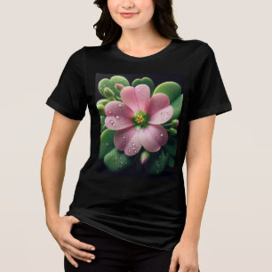Camiseta Triblenda Oxalis verde y rosa floral