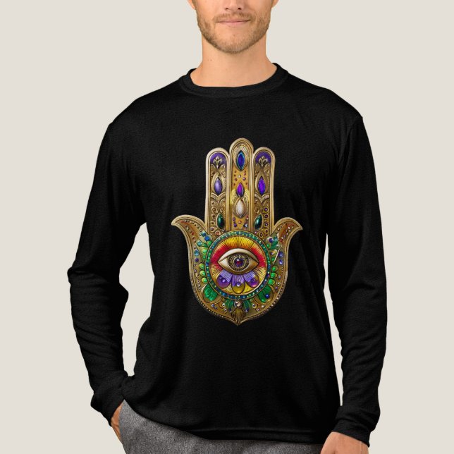 Camiseta Triblenda Painted Gold Hamsa Amethyst Ruby Third Eye (Anverso)