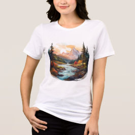 Camiseta Triblenda Paisaje de Serene Mountain con río flotante