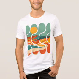 Camiseta Triblenda Paisaje Desértico de Arte Moderno de Mitad de Sigl