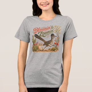 Camiseta Triblenda Paisaje desértico del correcaminos floreciendo y a