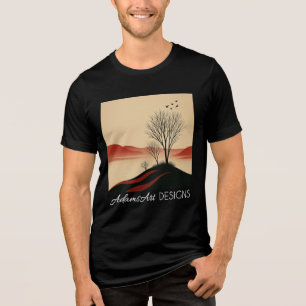 Camiseta Triblenda Paisaje minimalista de puesta de sol con silueta d