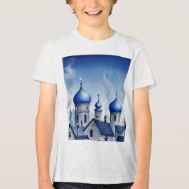 Camiseta Triblenda Paisaje urbano azul y gris