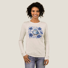 Camiseta Triblenda Pájaro azul con flores