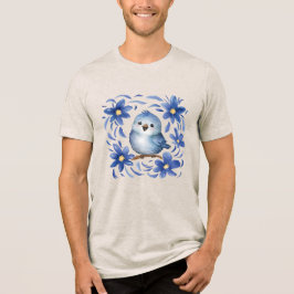Camiseta Triblenda Pájaro azul con flores