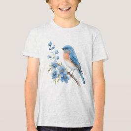 Camiseta Triblenda Pájaro azul con flores azules