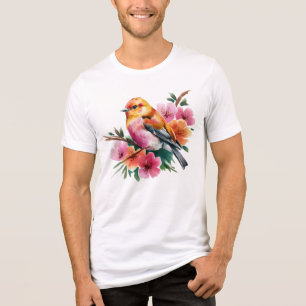 Camiseta Triblenda Pájaro de Flor Rosa