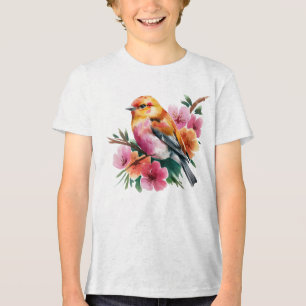 Camiseta Triblenda Pájaro de Flor Rosa