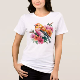 Camiseta Triblenda Pájaro de Flor Rosa