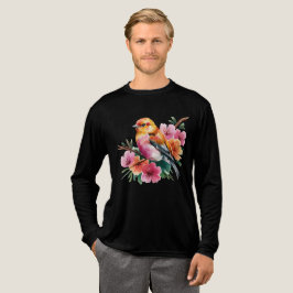 Camiseta Triblenda Pájaro de Flor Rosa