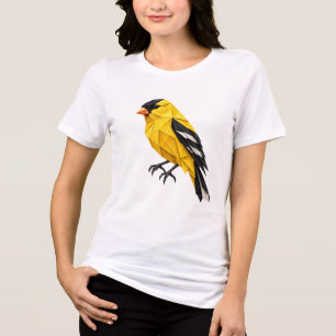 Camiseta Triblenda Pájaro de origami de jilguero americano Arte de pa