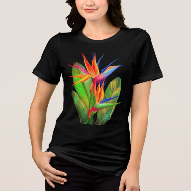 Camiseta Triblenda Pájaro del paraíso Flor Strelitzia (Anverso)