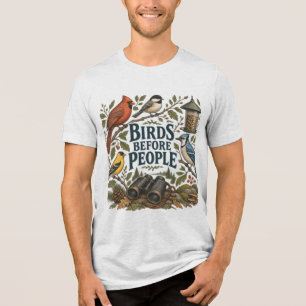 Camiseta Triblenda Pájaros Antes que Personas Observación de Aves Vin