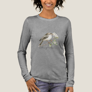 Camiseta Triblenda Pájaros Verdes Flores Blancas Árbol Sigue Tus Sueñ