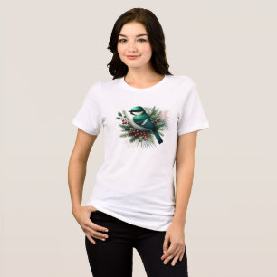 Camiseta Triblenda Pájaros y ramas verde esmeralda