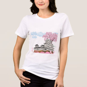 Camiseta Triblenda Palacio chino con árboles sakura - elegante orient