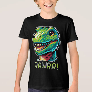 Camiseta Triblenda Paleontología del arte de los dinosaurios pixelado