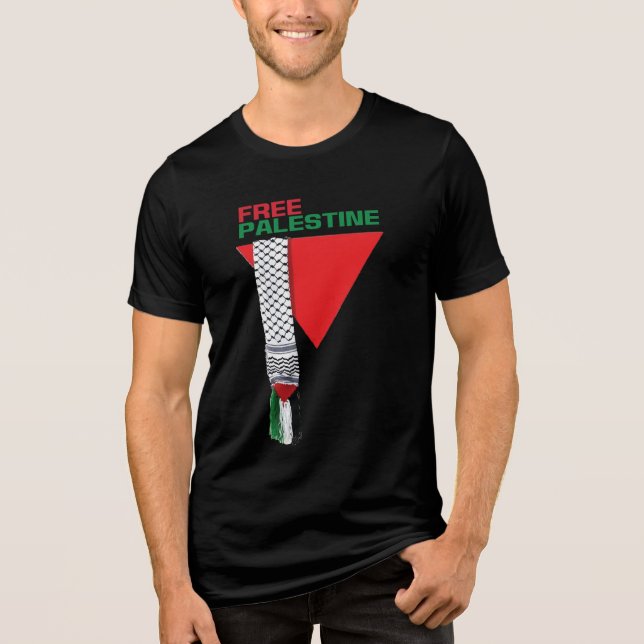 Camiseta Triblenda Palestina libre, Palestina, bandera palestina, Gaz (Anverso)