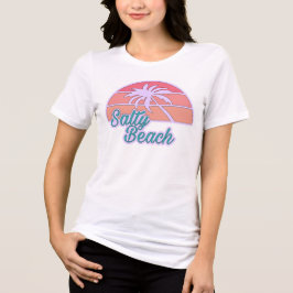 Camiseta Triblenda Palmera de la playa salada al atardecer (frente)