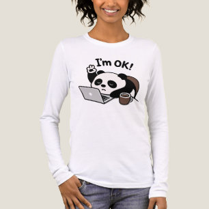 Camiseta Triblenda Panda lindo trabajando en laptop con café - estoy 