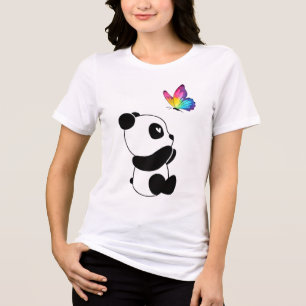 Camiseta Triblenda 🐼Panda Mariposa Arcoíris Mujer