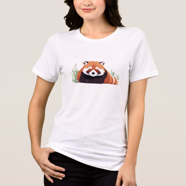 Camiseta Triblenda Panda Rojo Adorable Cute Animal Dormido Relajante (Anverso)