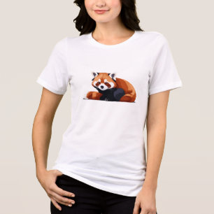 Camiseta Triblenda Panda Rojo Adorable Cute Animal Dormido Relajante