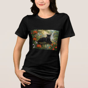 Camiseta Triblenda Pantera Negra Flores de la Jungla de Kenia Cascada