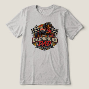 Camiseta Triblenda Papá Dachshund Carreras Bandera a Cuadros Perro La