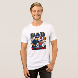 Camiseta Triblenda Papá Mi Primer Entrenador Deportivo Día del Padre