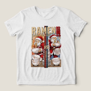 Camiseta Triblenda Papá Noel comiendo Ramen Cena divertida de Navid