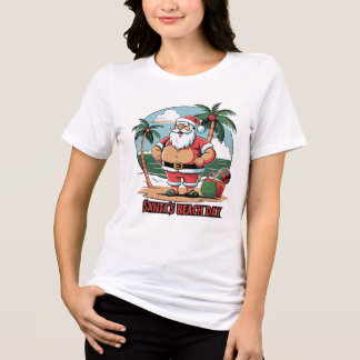 Camiseta Triblenda Papá Noel con un giro: día de playa