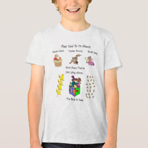 Camiseta Triblenda Papá Noel~Conejo de Pascua~Hada de los Dientes~Páj