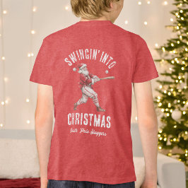 Camiseta Triblenda Papá Noel de béisbol se balancea hacia la Navidad