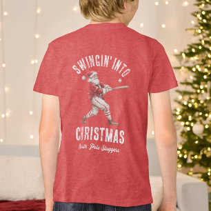 Camiseta Triblenda Papá Noel de béisbol se balancea hacia la Navidad