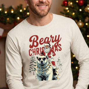 Camiseta Triblenda Papá Noel Divertido Montando Oso Polar Navidad O