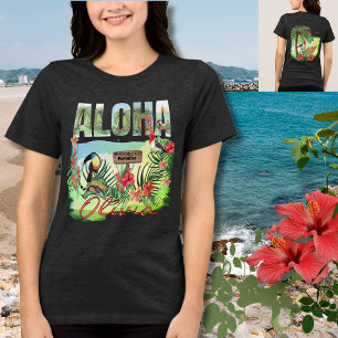 Camiseta Triblenda Paraíso Tropical Aloha Personalizado Doble Cara