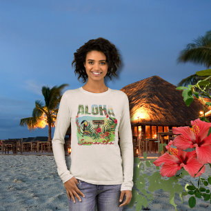 Camiseta Triblenda Paraíso Tropical Aloha Personalizado Doble Cara