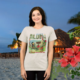 Camiseta Triblenda Paraíso Tropical Aloha Personalizado Doble Cara