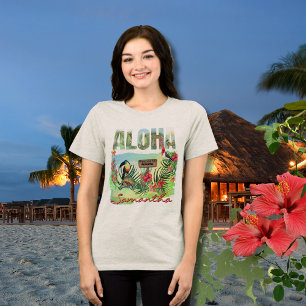 Camiseta Triblenda Paraíso Tropical Aloha Personalizado Doble Cara