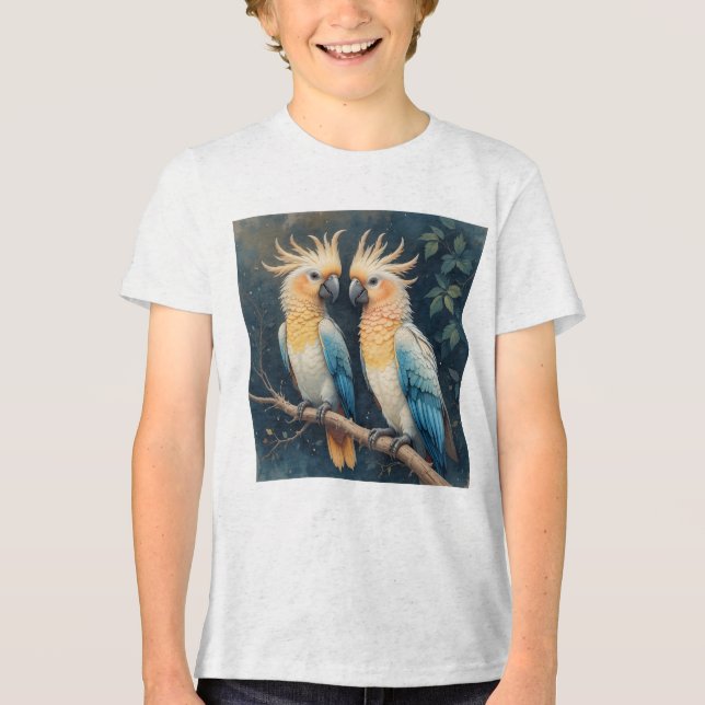 Camiseta Triblenda Pareja Cockatoo Parrot (Anverso)
