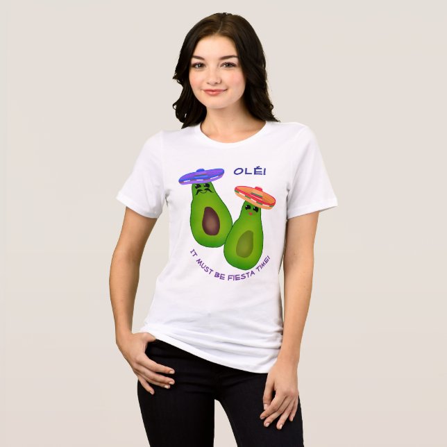 Camiseta Triblenda Pareja de aguacate con Sombreros (Anverso Completo)